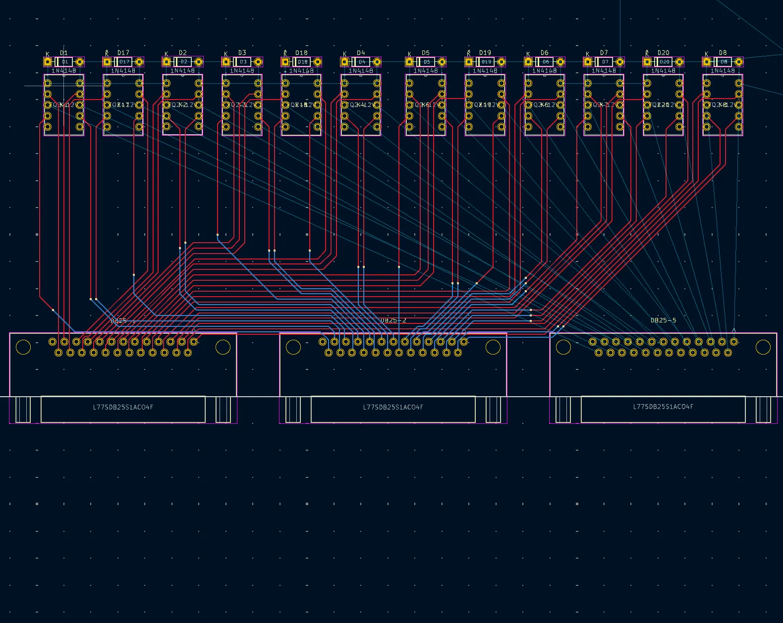 a drawing of a circuit board shows a row of connectors