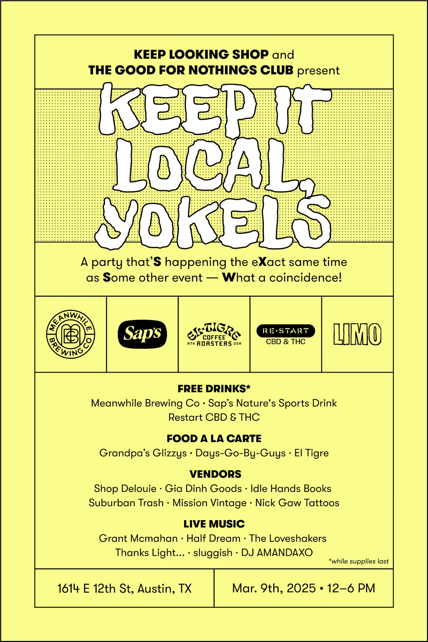 a poster for a keep it local yokels event