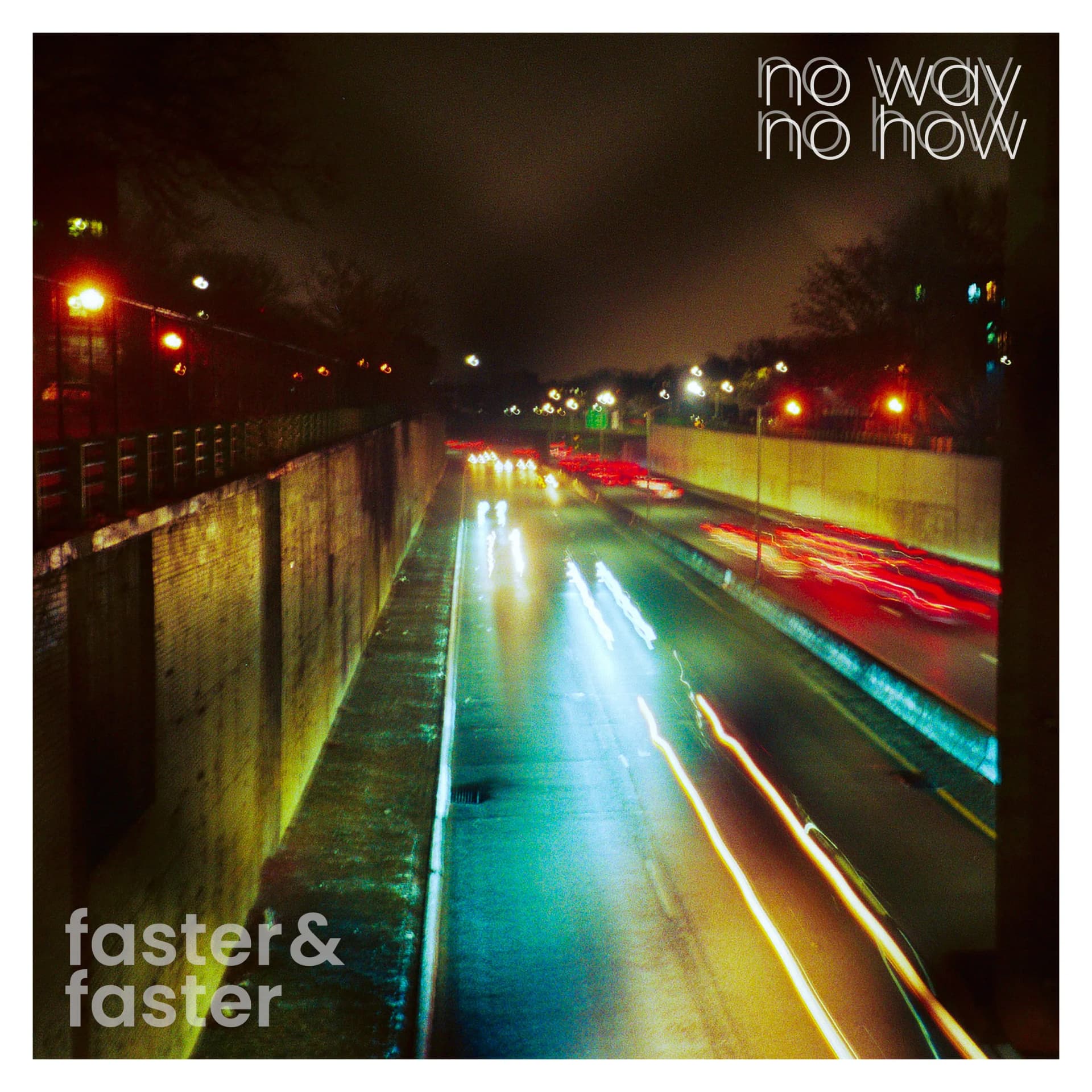 the album cover for faster and faster shows a highway at night