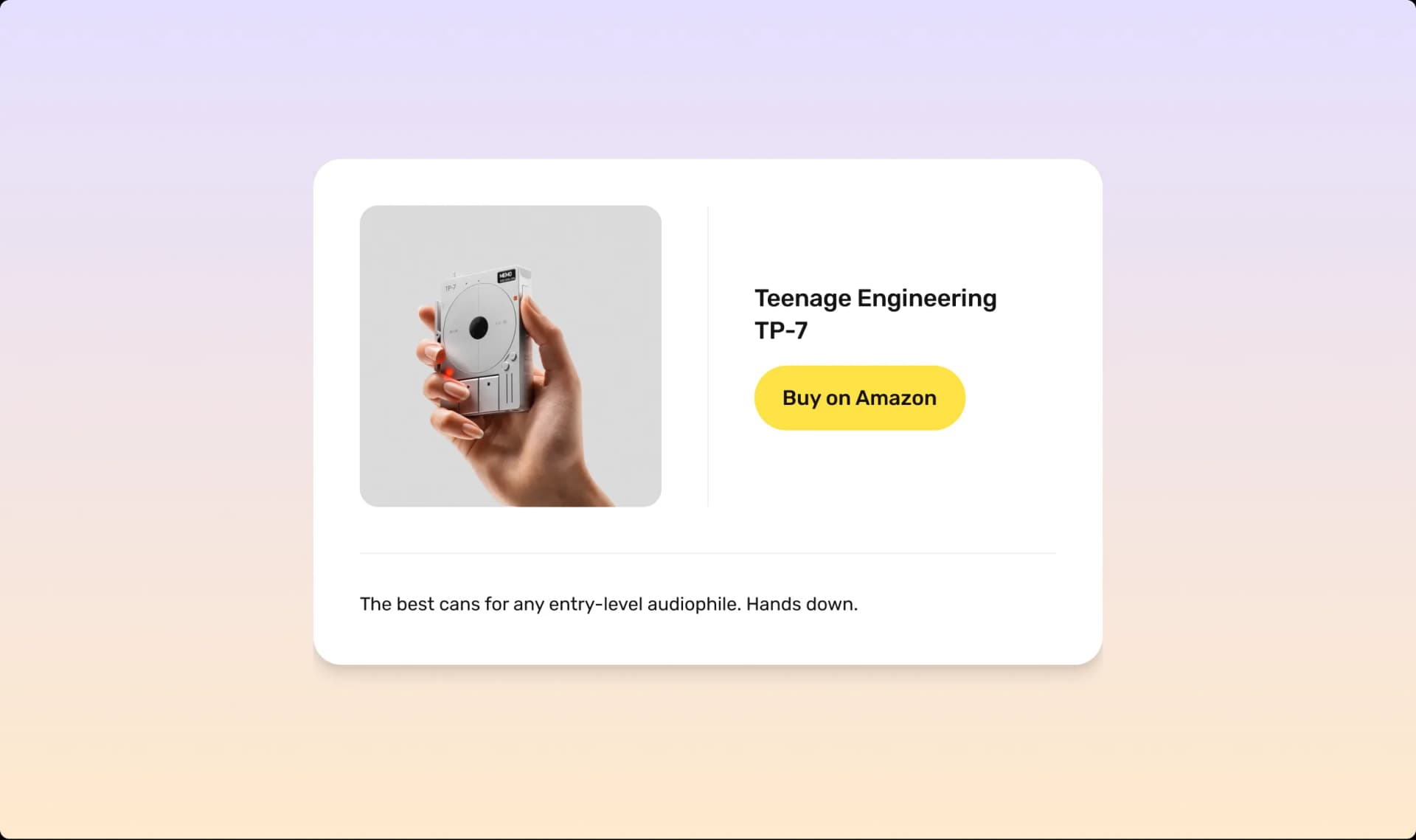 a picture of a hand holding a camera that says teenage engineering tp-7