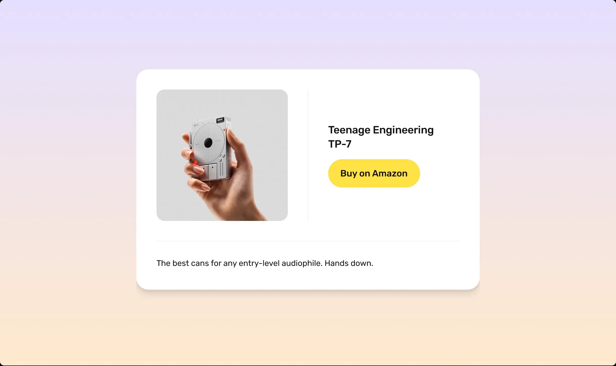 a picture of a hand holding a camera that says teenage engineering tp-7