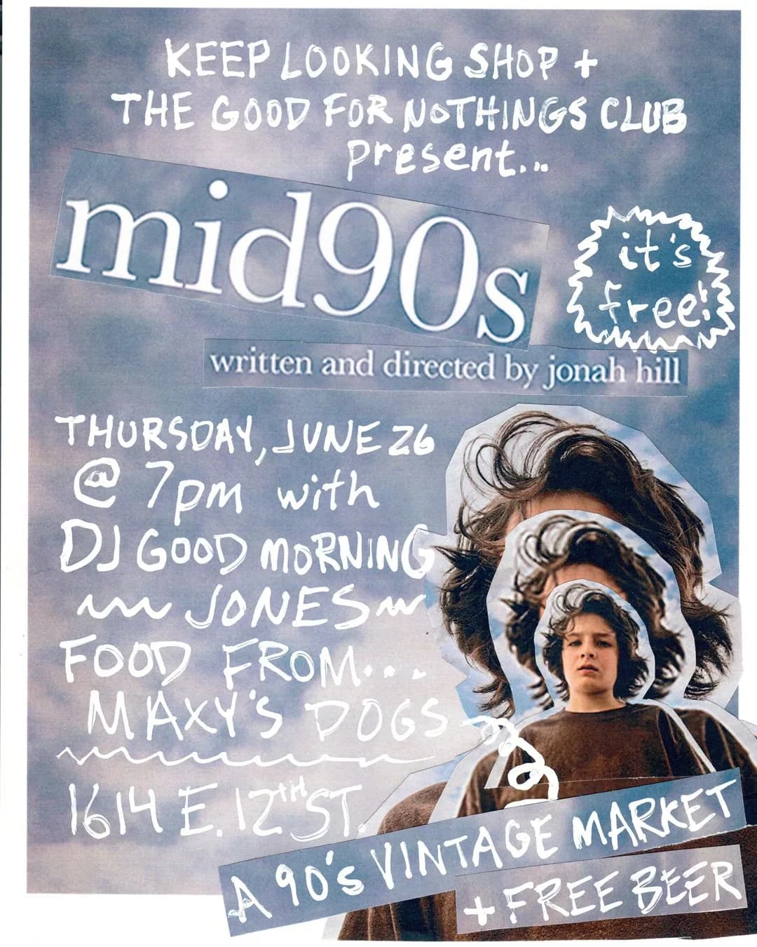 a poster advertising a 90 's vintage market