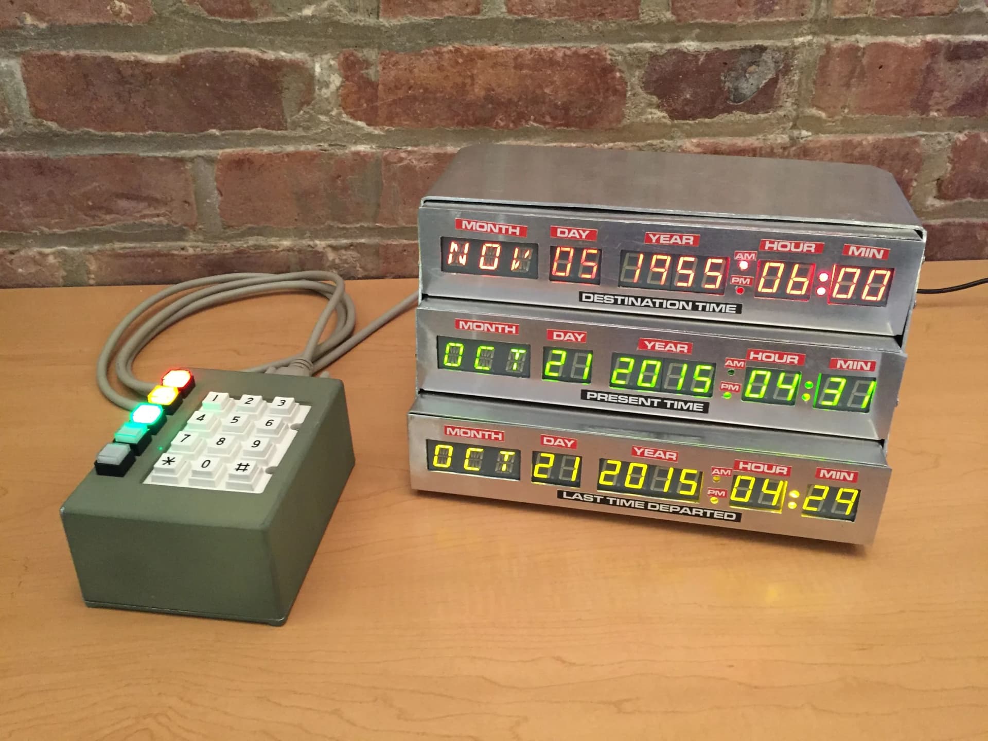 LED number displays that show various dates