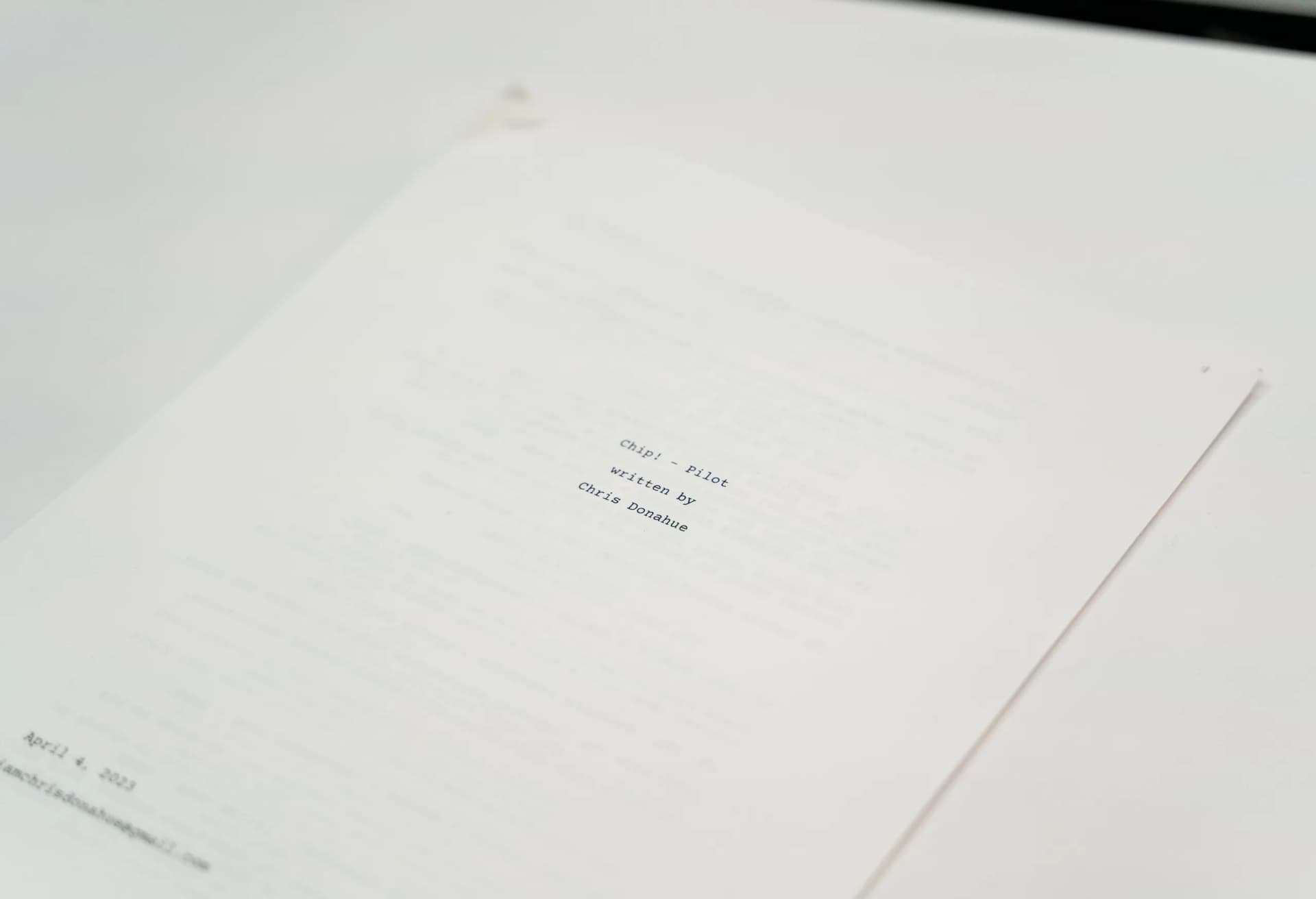 a close up of a script on a table .