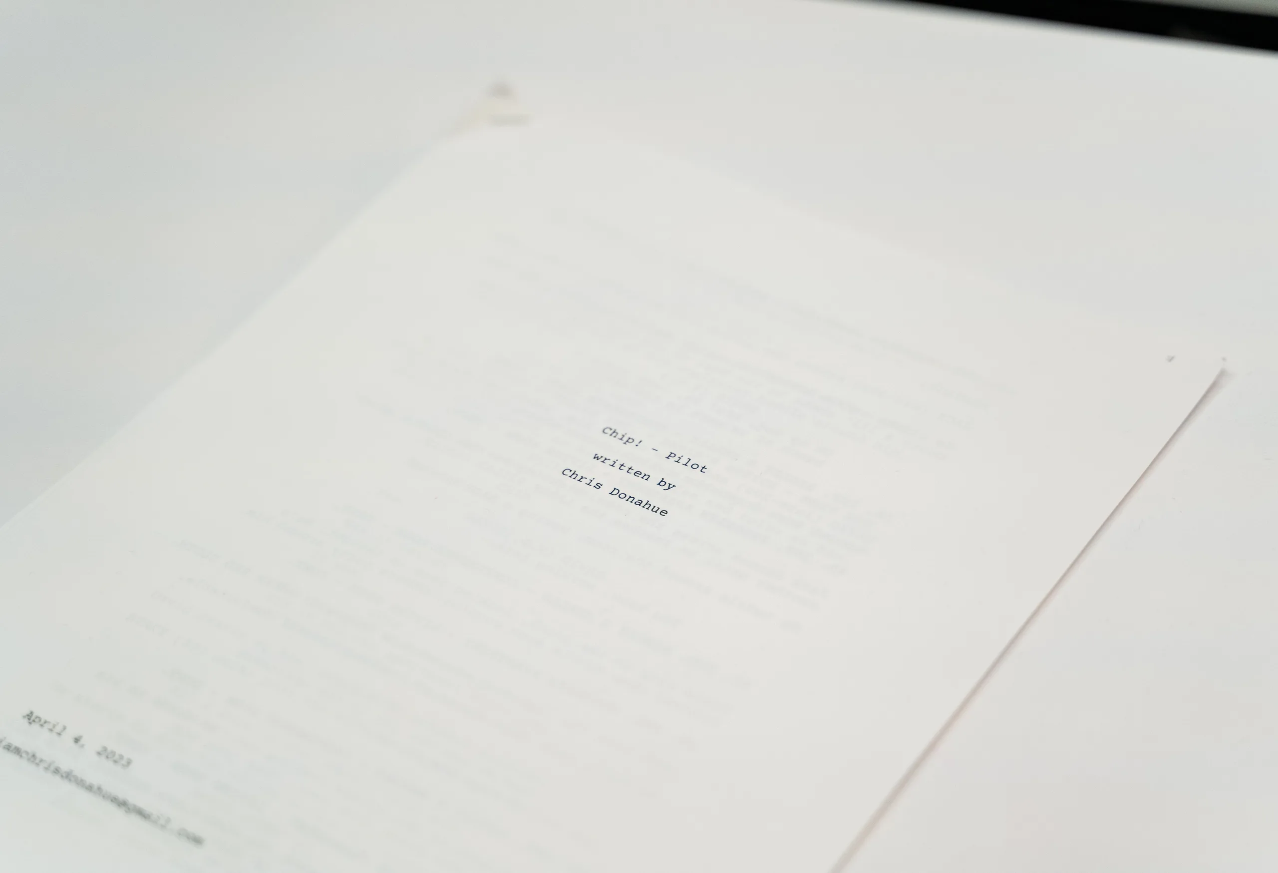 a close up of a script on a table .